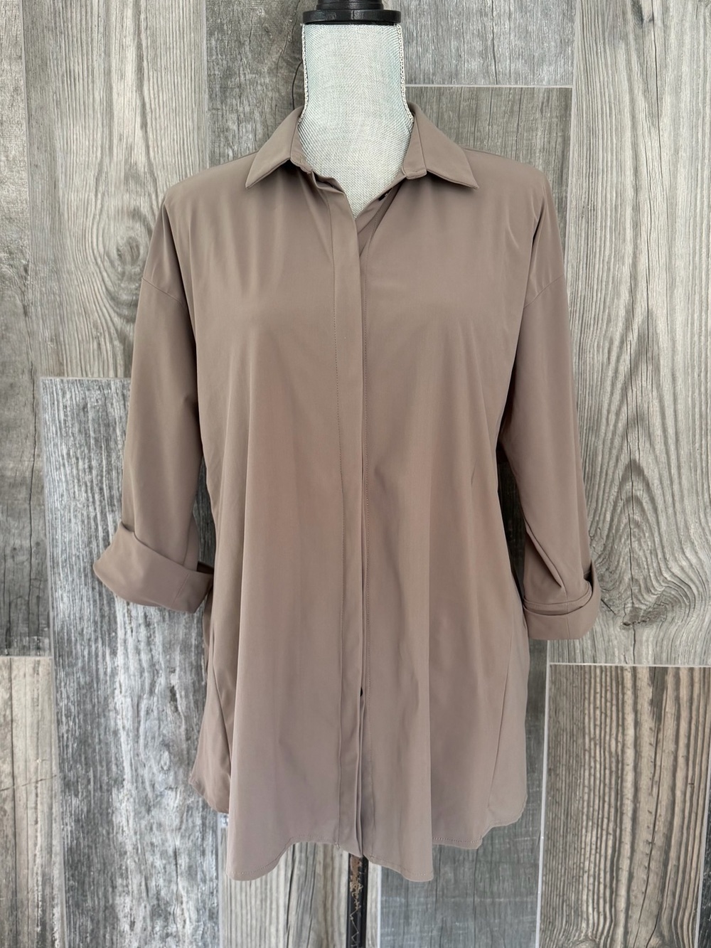 Sarah Pacini Techno Fabric 3/4 Sleeve Shirt